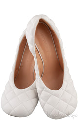 Bottega Veneta White Padded Block Square Toe Quilted Heels