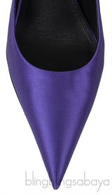 Purple Satin Pointed Toe Heels