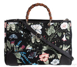 Gucci Black Printed Canvas Bamboo Shopper Tote