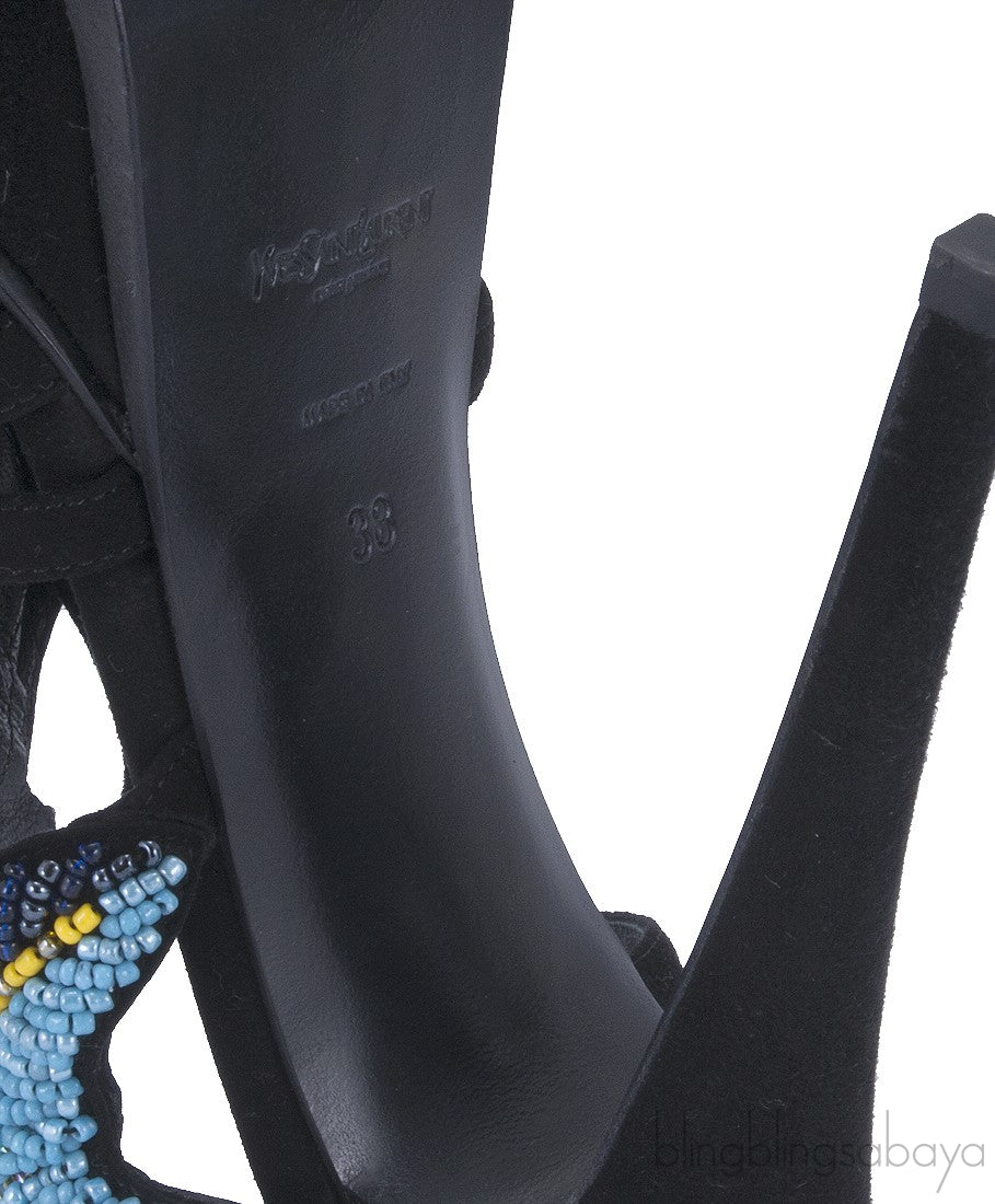 Star Fish Suede Black High Heels