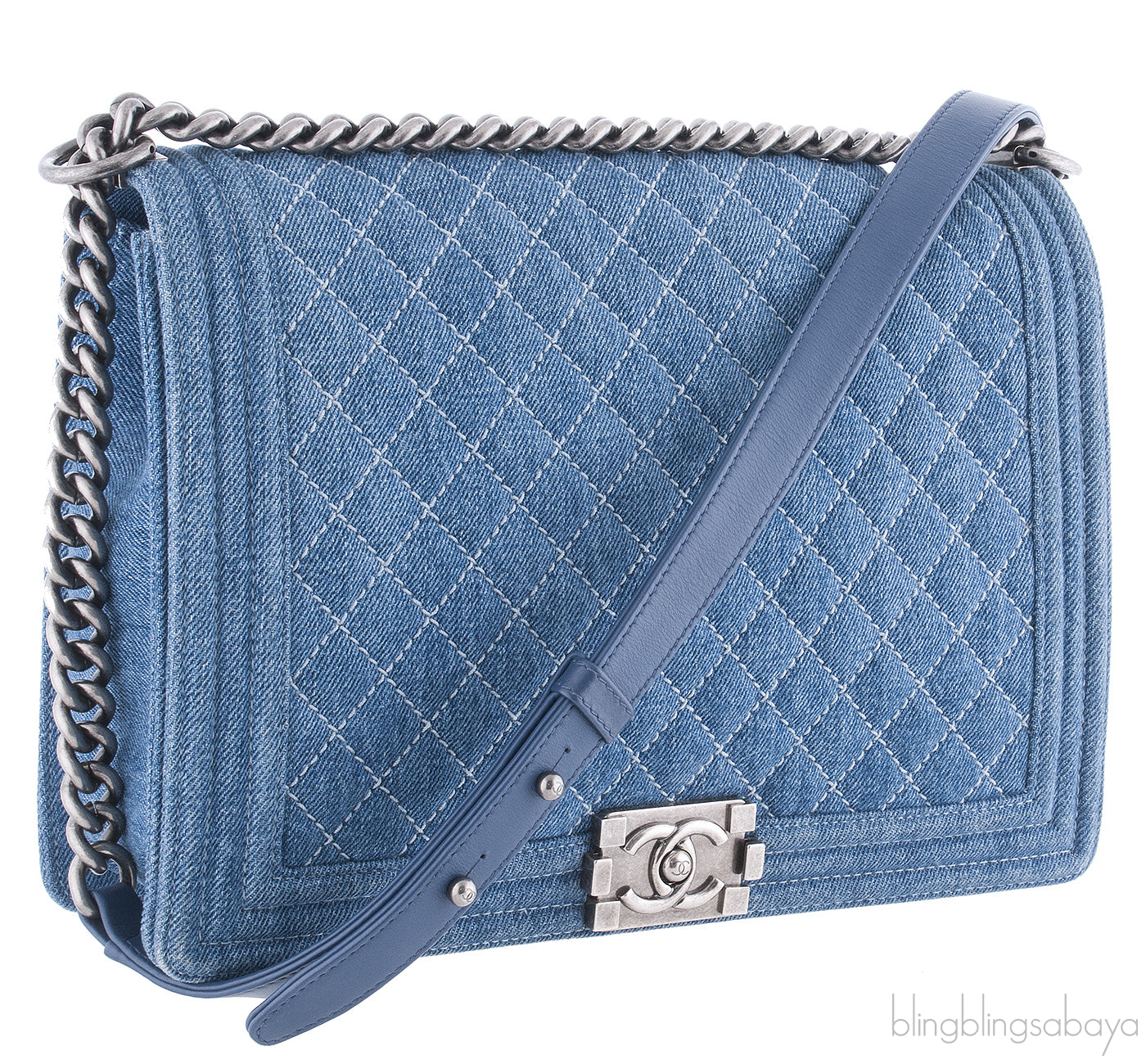 Quilted Le Boy Denim Jumbo Flap Bag