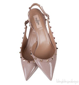 Spike Rockstud Nude Slingback Mini Heels