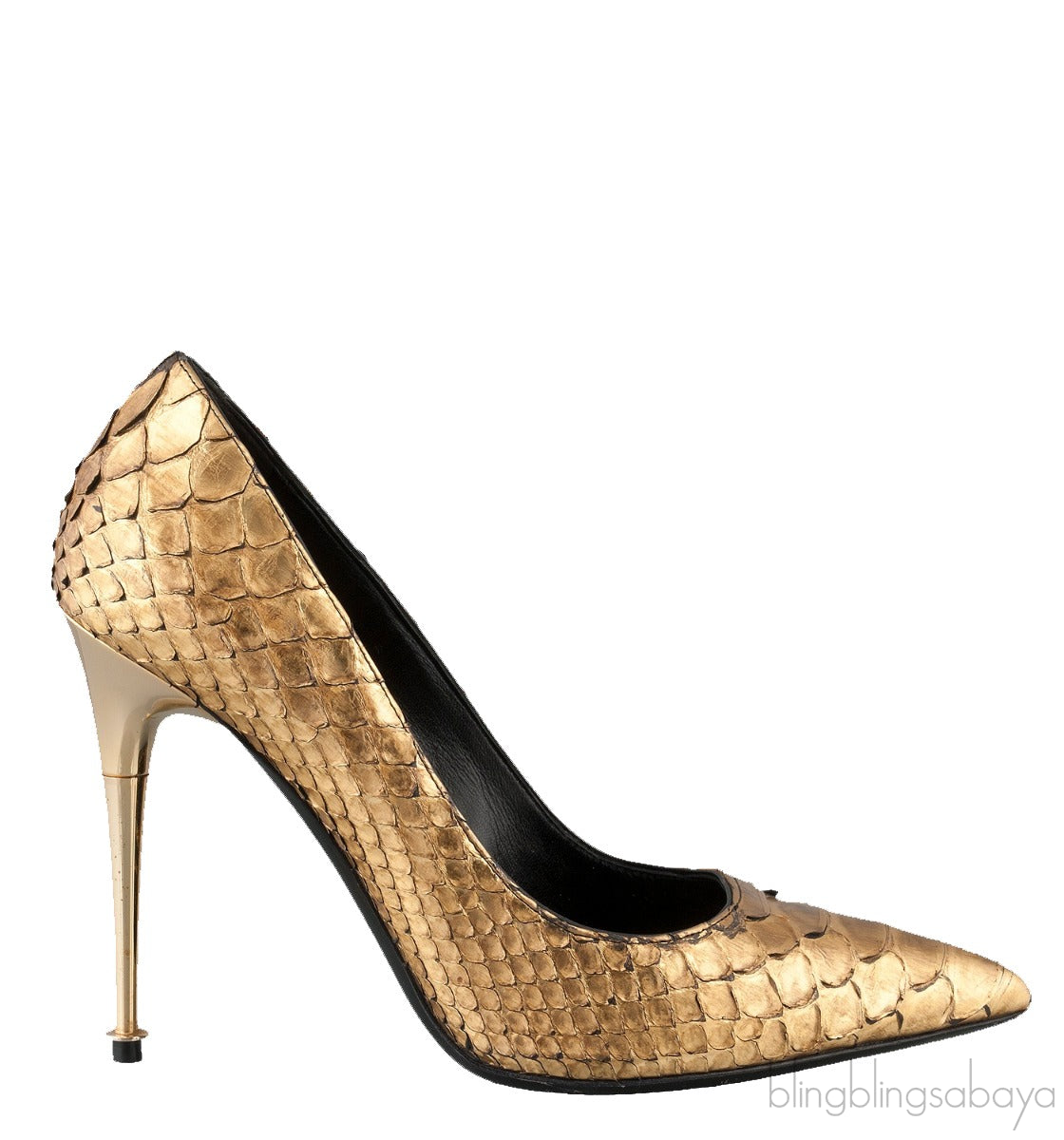 Tom Ford Python Gold Pointed Heels