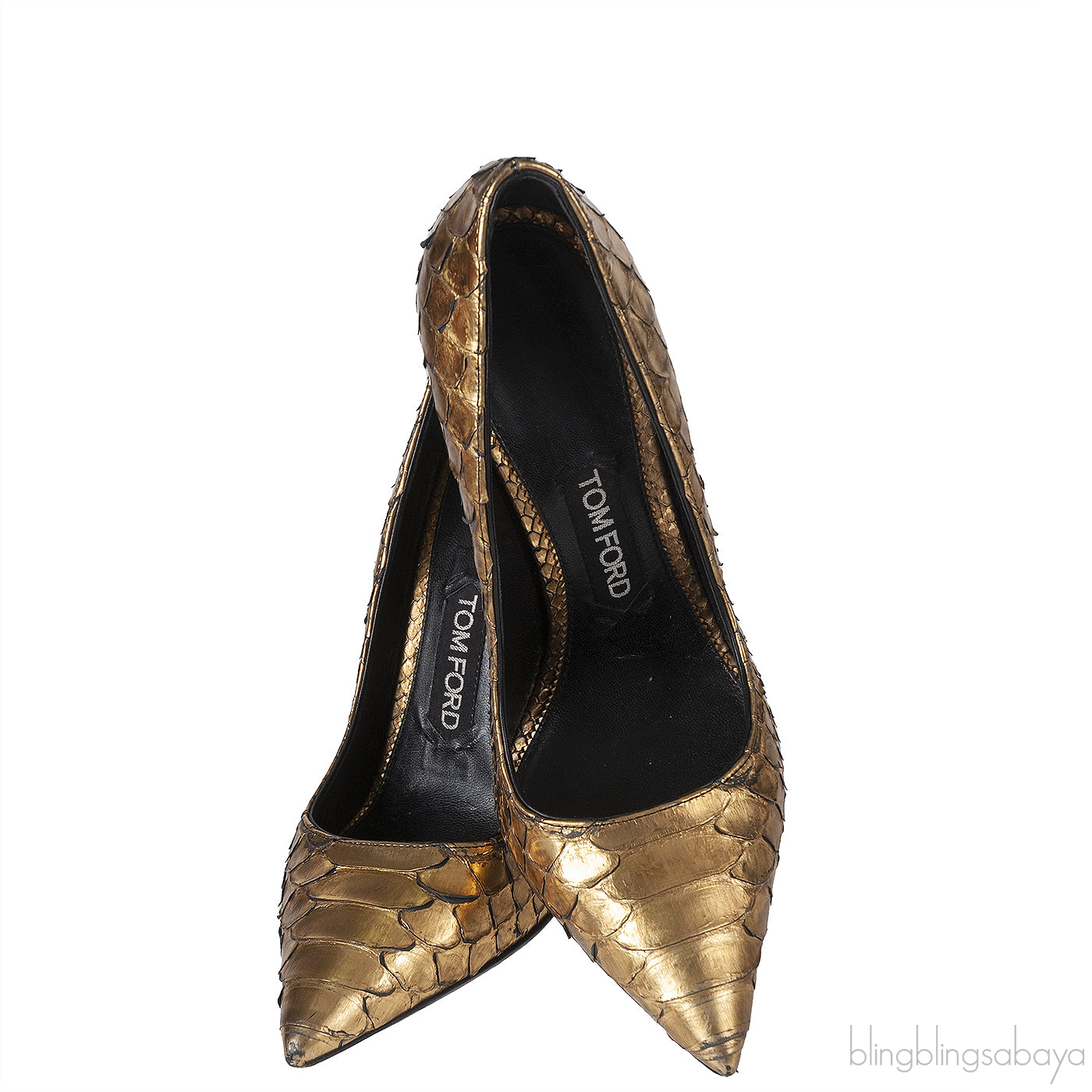 Tom Ford Python Gold Pointed Heels