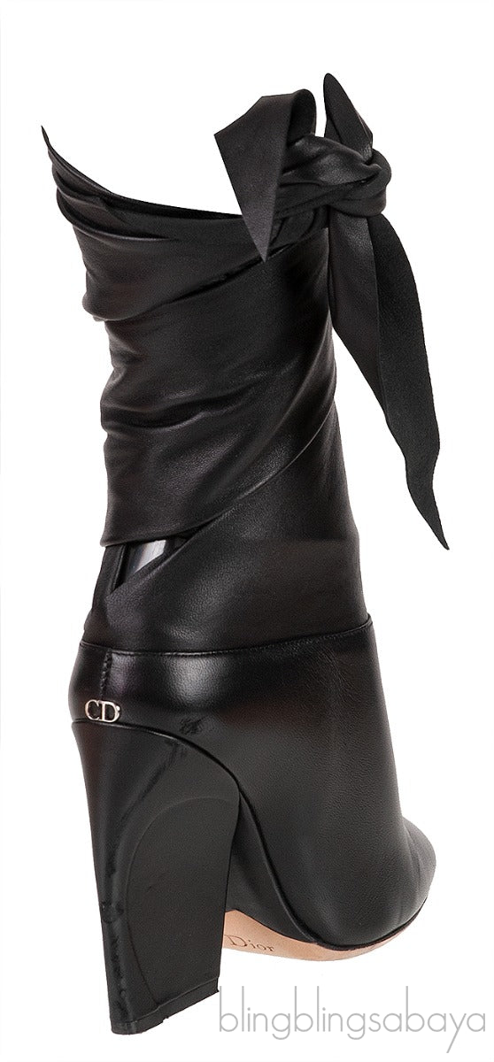 Black Dior Wrap Around Leather Boots