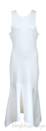 White Sleeveless Asymmetrical Hem Dress