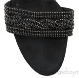 Black Crystal Mule Sandals