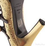 Gold Perforated Black Trim Heels