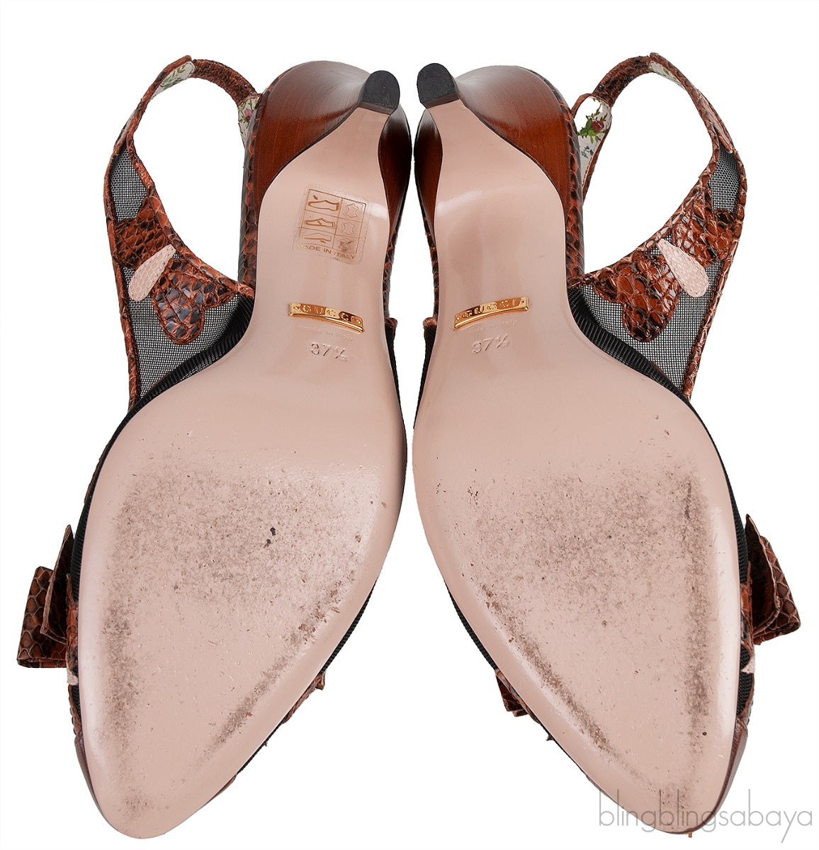 Gucci Malaga Kid Elaphe Lizard Butterflies Mid-Heel Slingback
