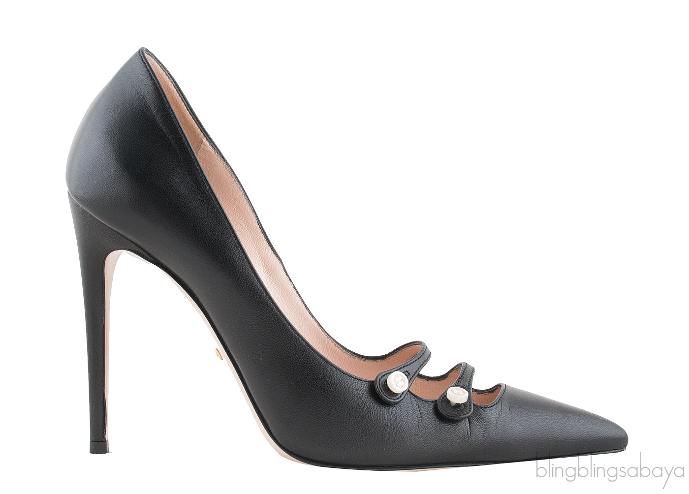 Black Strappy Pointed Toe Heels