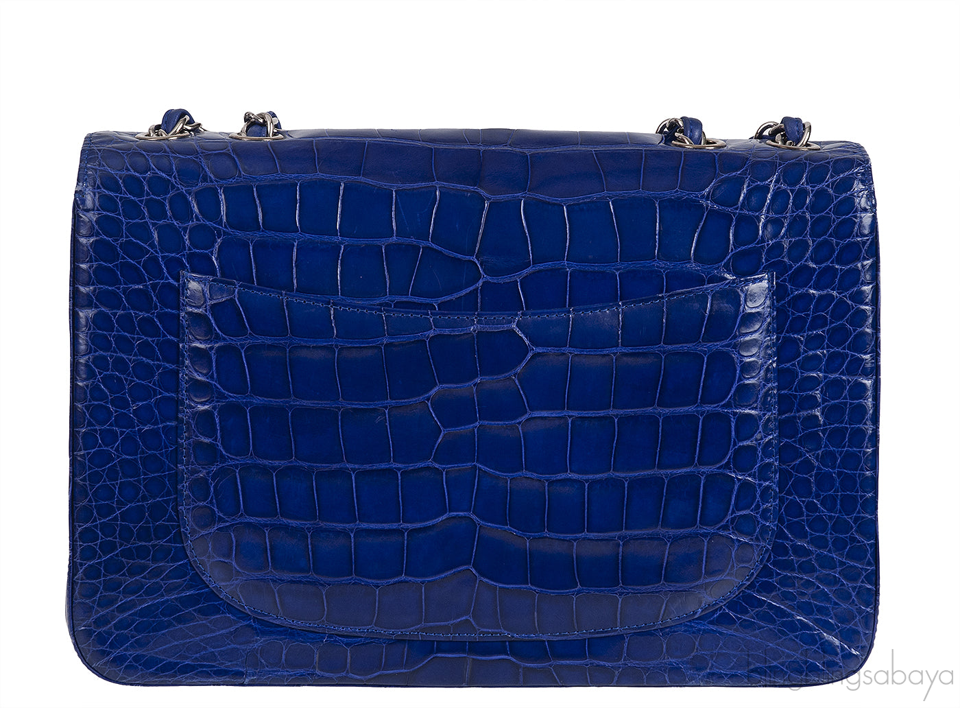 Classic Blue Iris Crocodile Jumbo Flap Bag