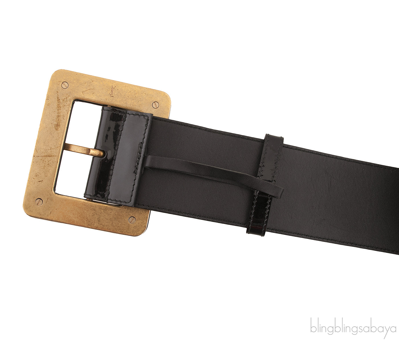 Black Patent Wide Buckle Belt