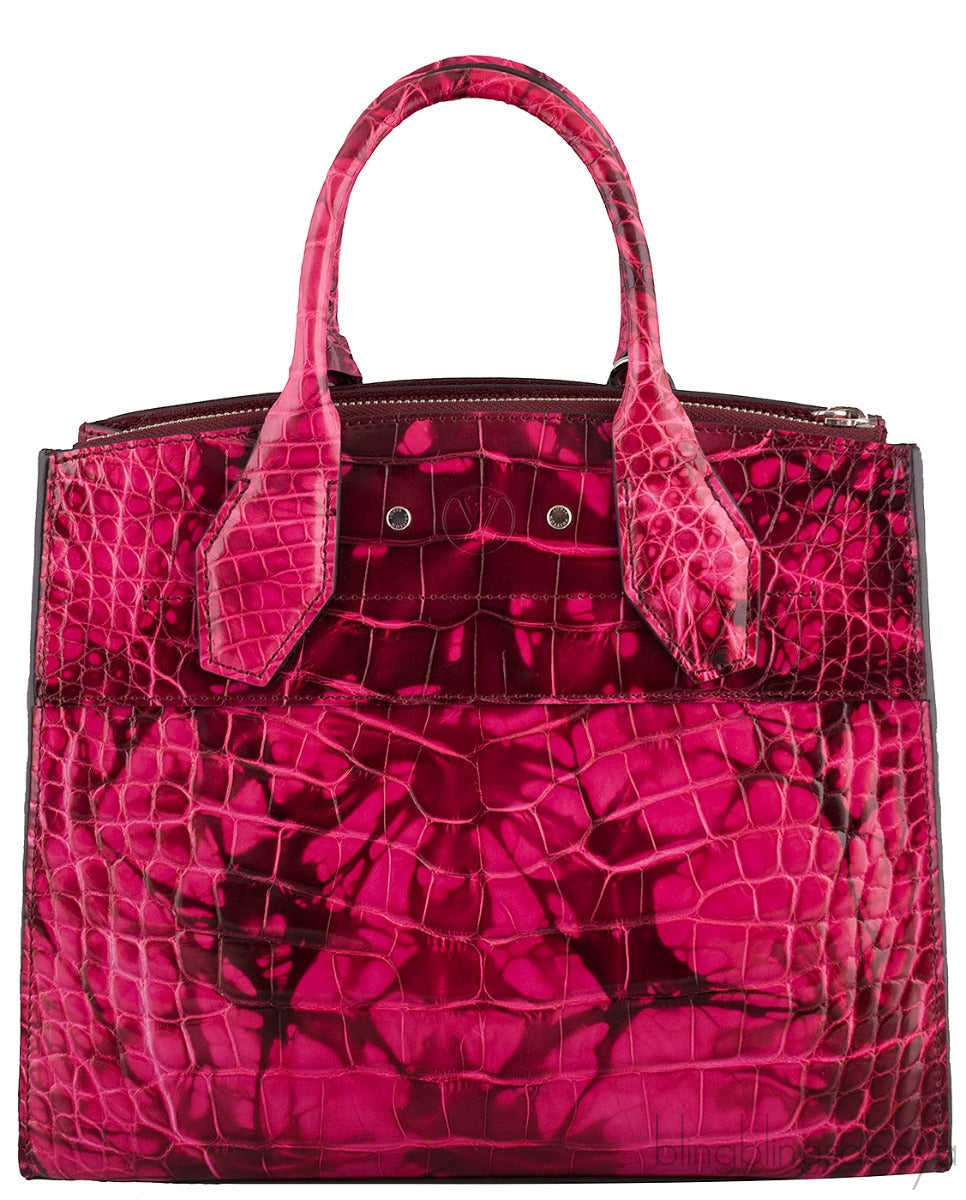City Steamer Pink Crocodile Bag PM
