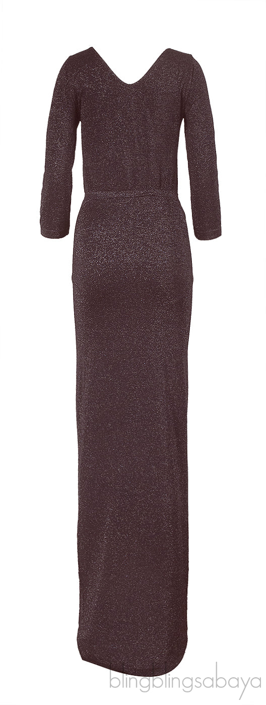 Wolford Burgundy Metallic Bodysuit & Maxi Skirt