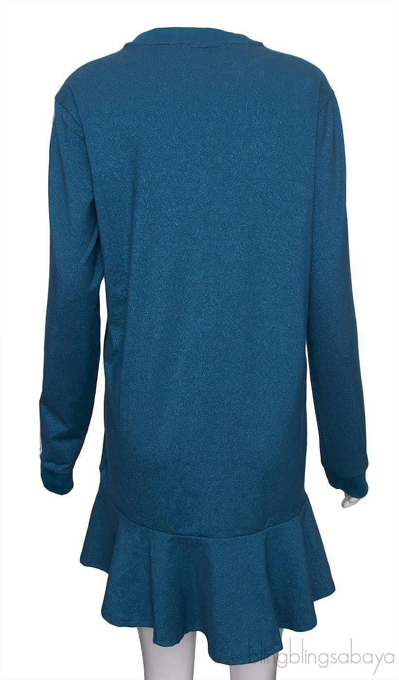 Metallic Blue LS Dress