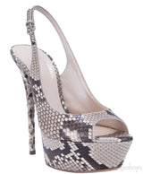 Natural Python Peep Toe Slingback