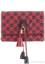 Quilted Leather Tassel Padlock Clutch