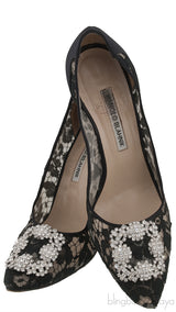 Floral Lace Black Hangisi Pump