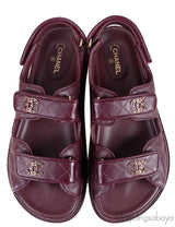 Quilted Leather CC Velcro Burgundy Sandals
