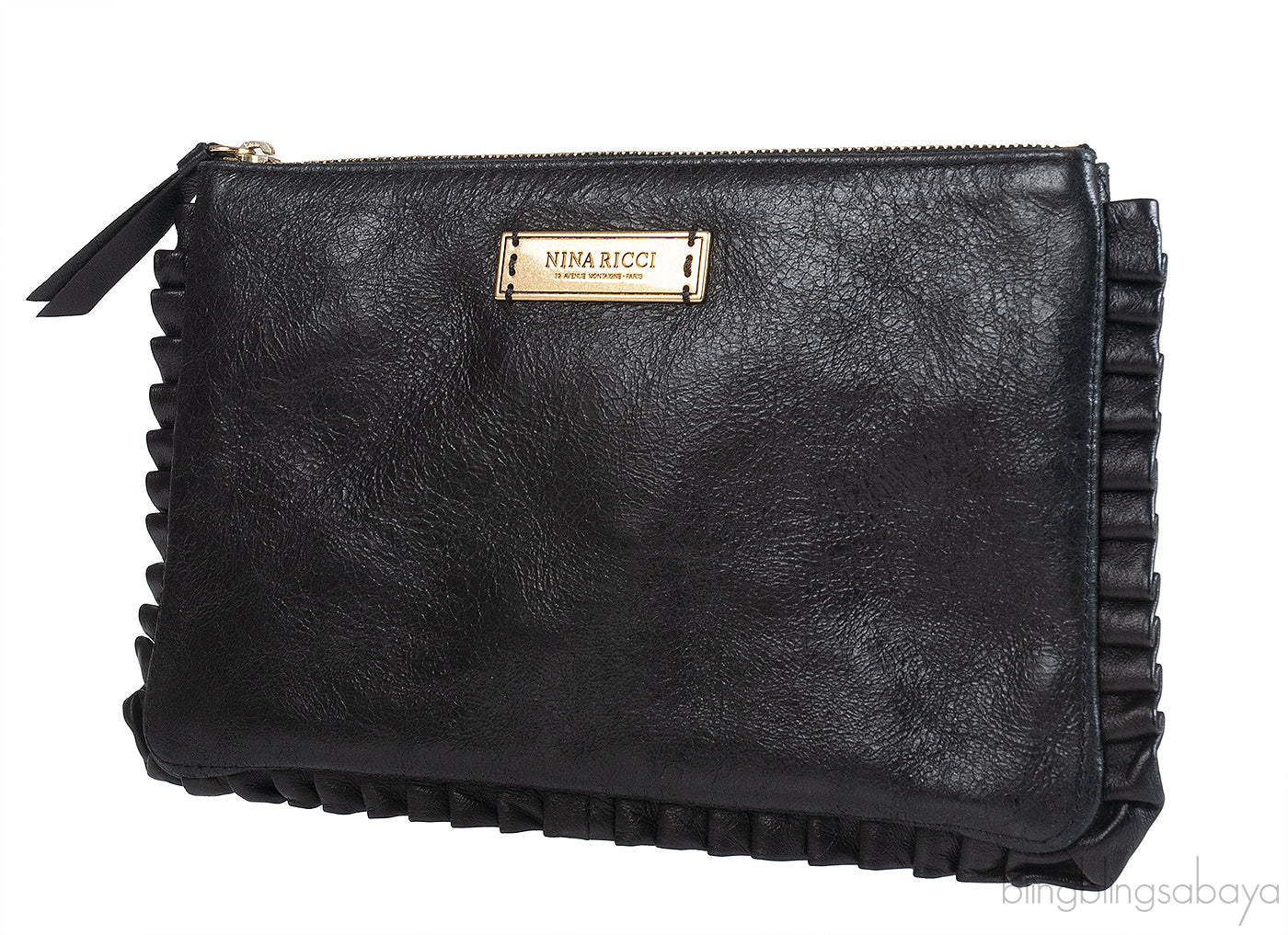 Nina Ricci Black Pleated Trim Clutch