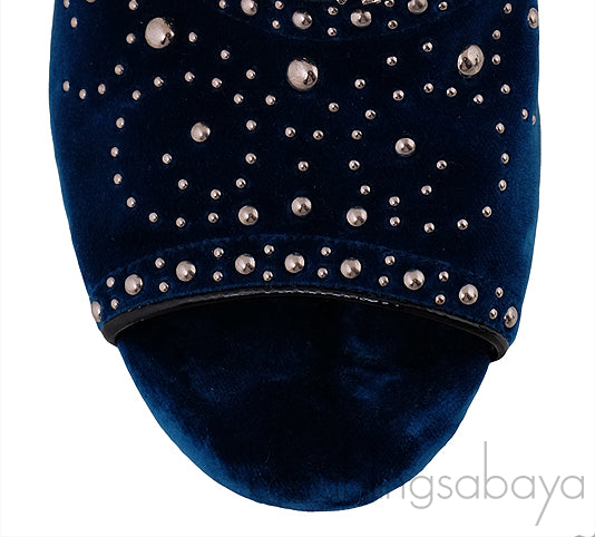 Blue Velvet Crystal Sandals