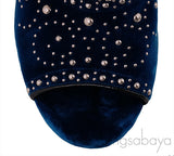 Blue Velvet Crystal Sandals