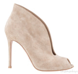 Beige Suede Ankle-Flare Boots