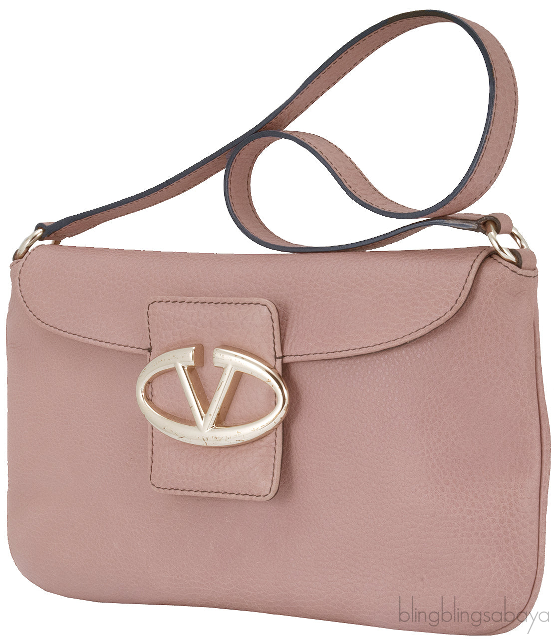 Dusty Pink V Logo Shoulder Bag
