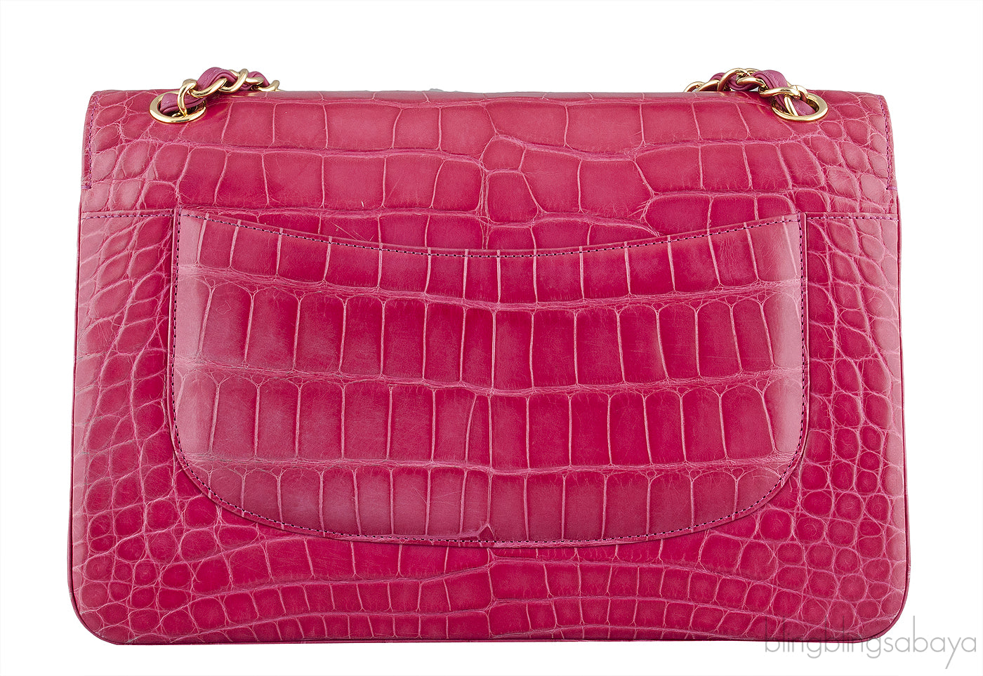 Fuchsia Crocodile Jumbo Flap Bag