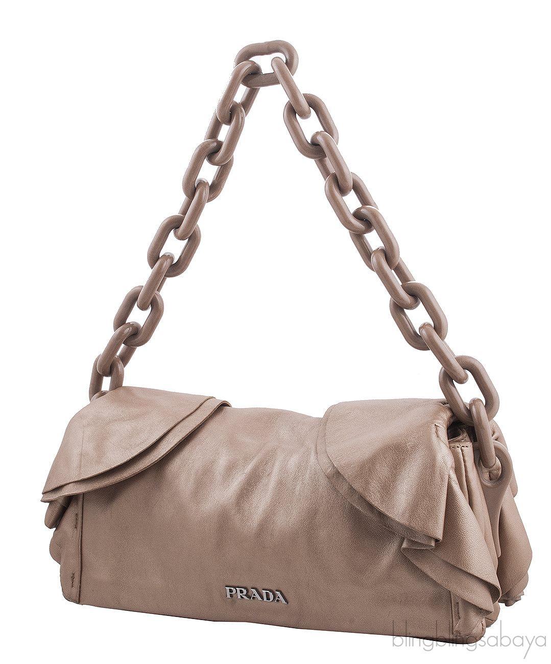 Beige Ruffle Shoulder Bag*