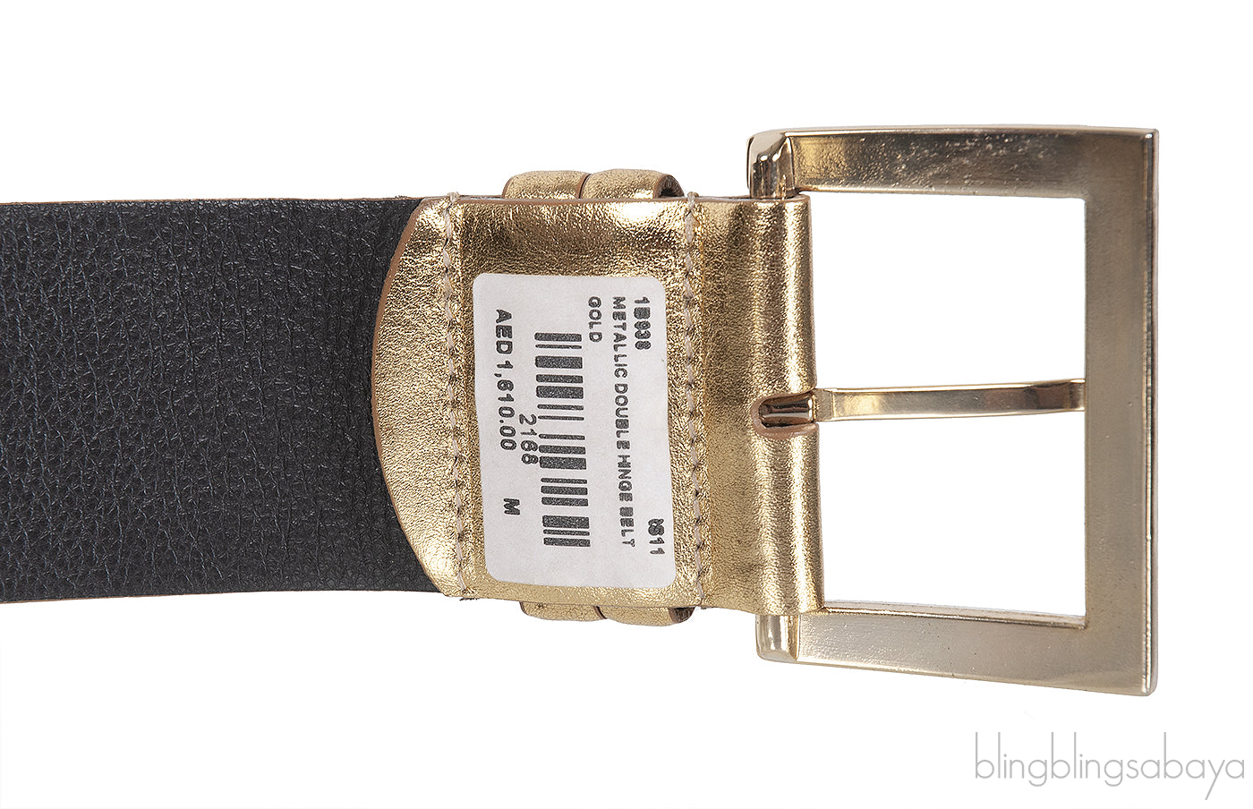 Oscar Dela Renta Metallic Gold Double Hinge Belt