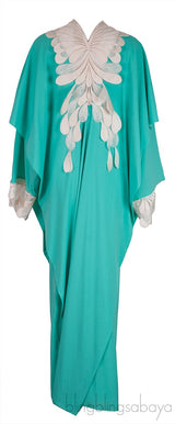 Peacock Lace Mesh Trim Green Kaftan