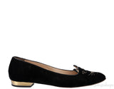 Kitty Black Velvet Flat Shoes
