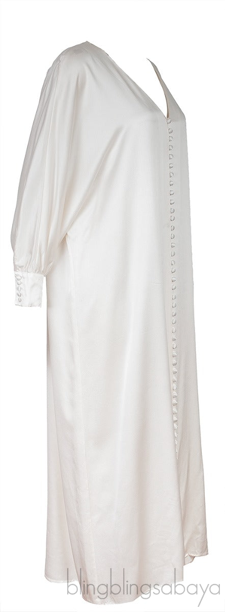 White Cannes Button Midi Dress
