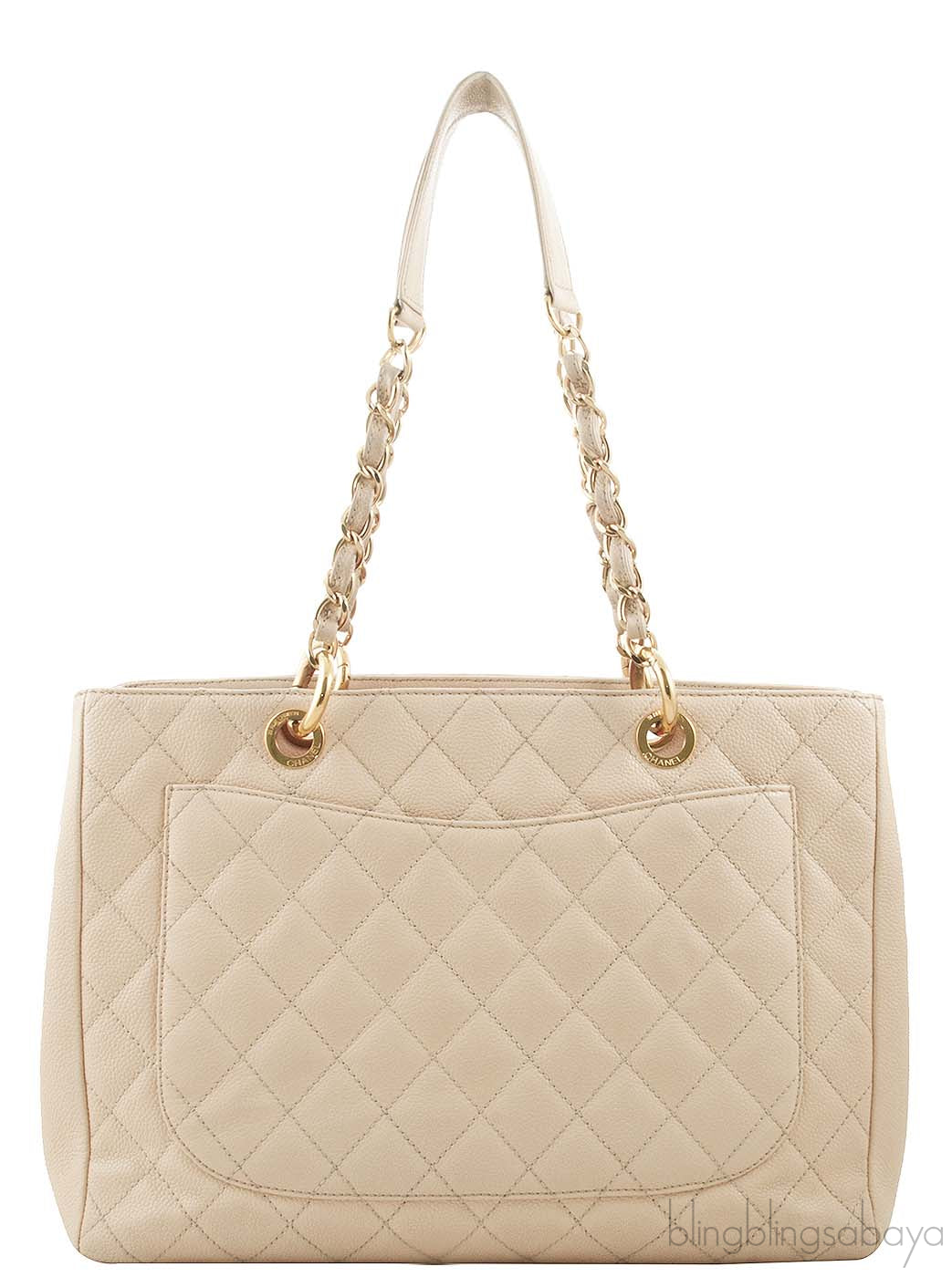 Beige Caviar Shopping Tote
