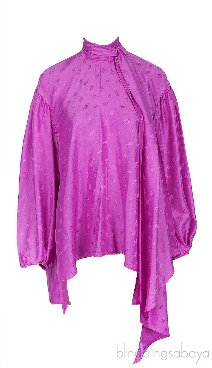 Silk Purple Logo Print Top