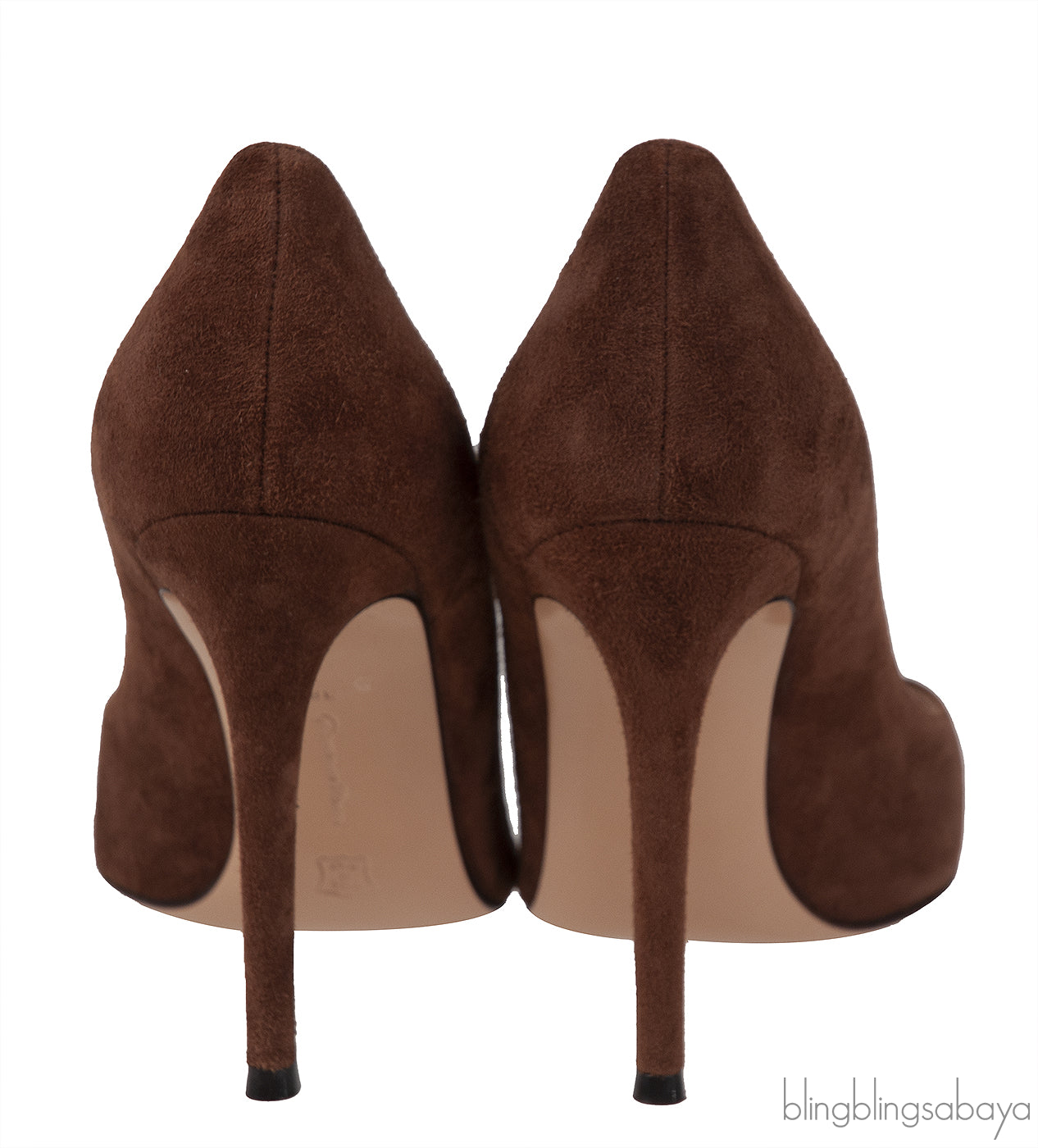 Brown Suede Pointed Toe Heels