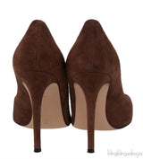 Brown Suede Pointed Toe Heels