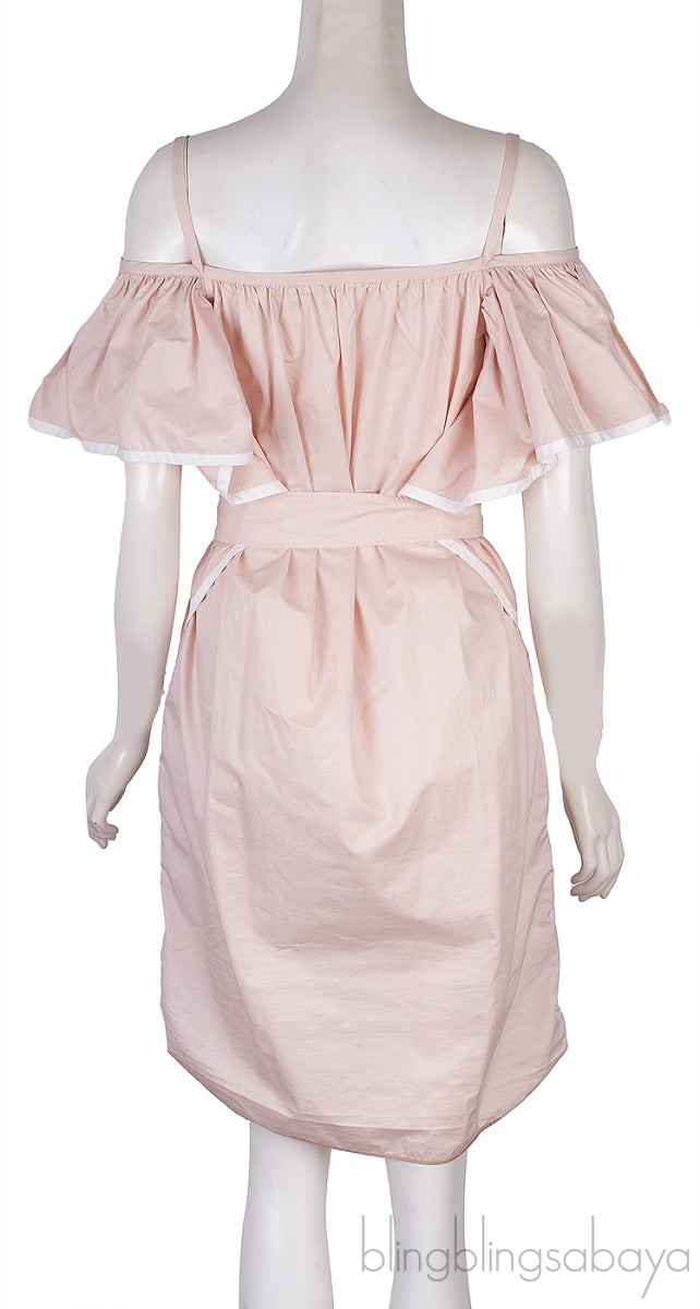 Bliss Pink Off-shoulder Belted Mini Dress