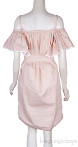 Bliss Pink Off-shoulder Belted Mini Dress