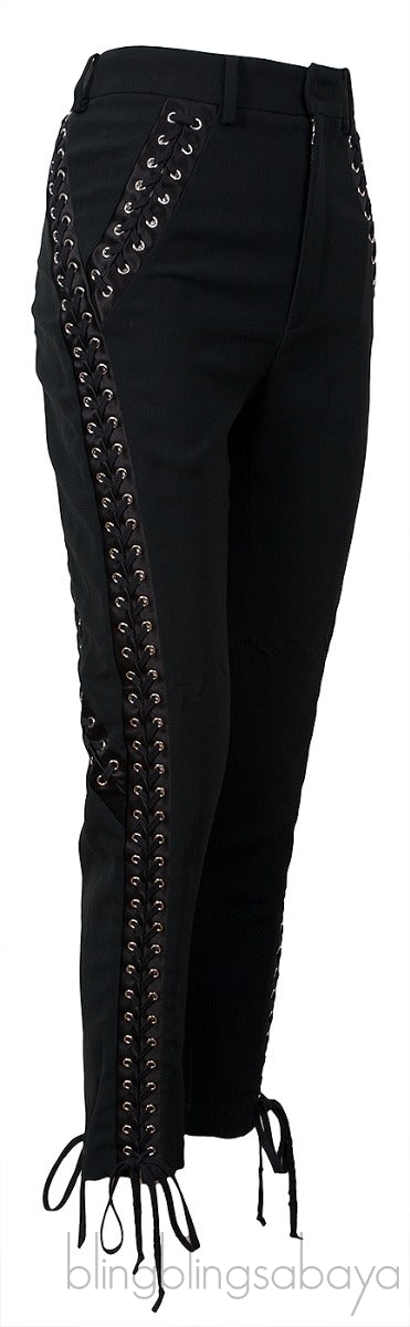 Black Eyelets Embellished Trouser
