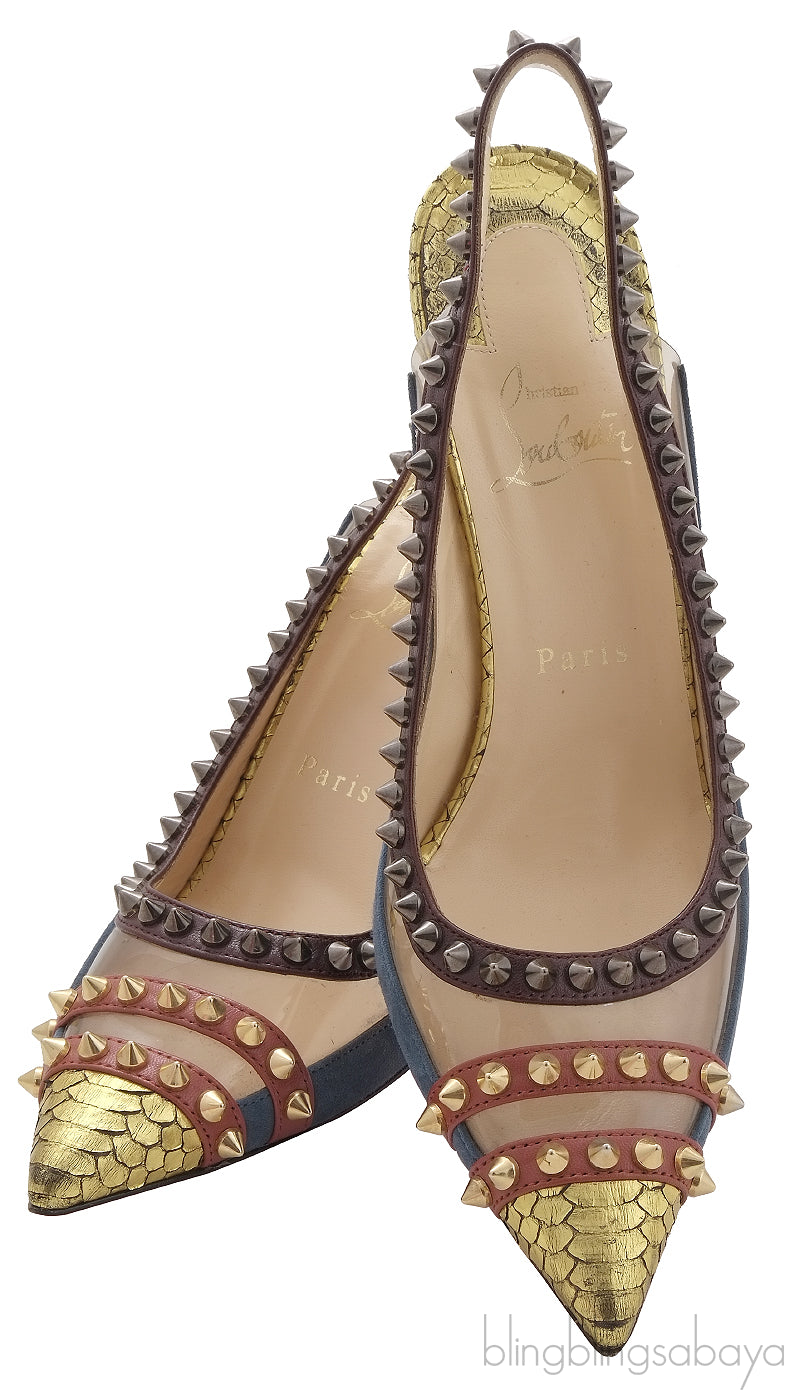 Multicolor Cloo Spike Slingback Heels