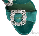 Emerald Jeweled Buckle Sandals