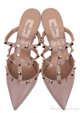 Nude Matte Rockstud Pointed Toe Mule
