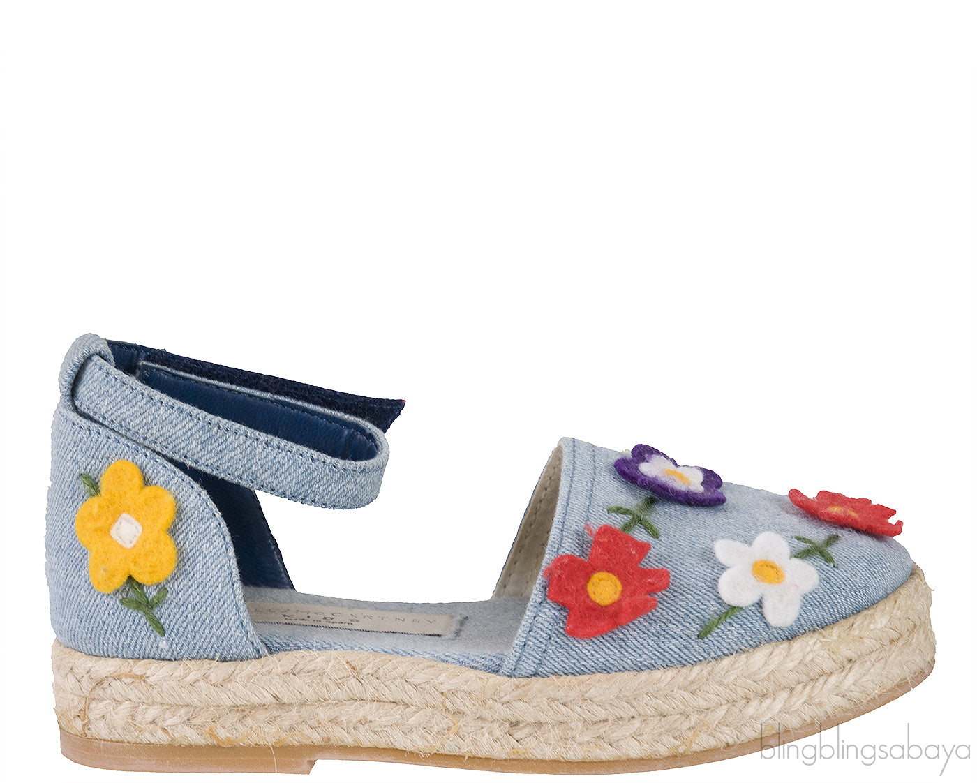 Blue Denim Floral Kids Espadrille