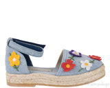 Blue Denim Floral Kids Espadrille