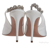 Aquazzura White Love Link 105 Crystal Slingback Heels