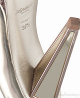 Gold Square Toe Mirrored Heels