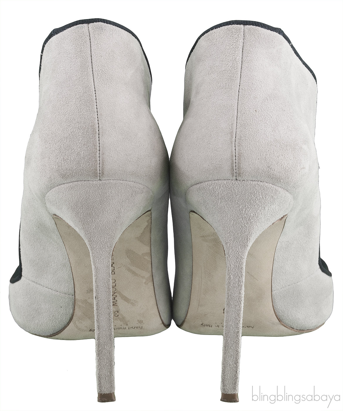 Grey Suede Pointed Toe Heels
