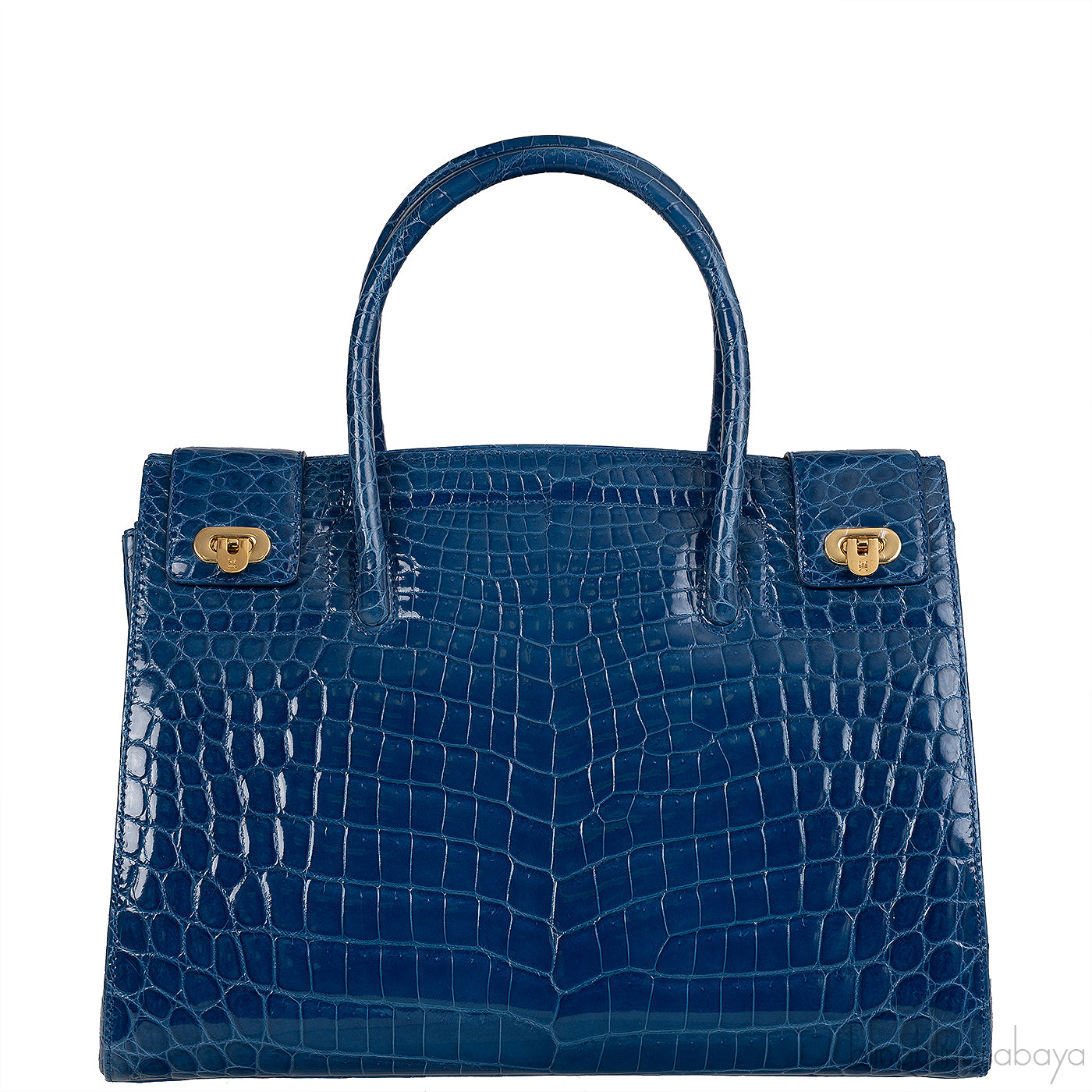 Kwanpen Blue Crocodile Top Handle Bag
